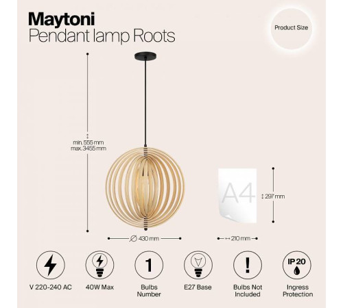 Подвесной светильник Maytoni Roots MOD197PL-01W