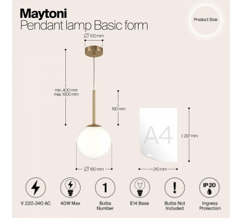 Подвесной светильник Maytoni Basic form MOD321PL-01G2