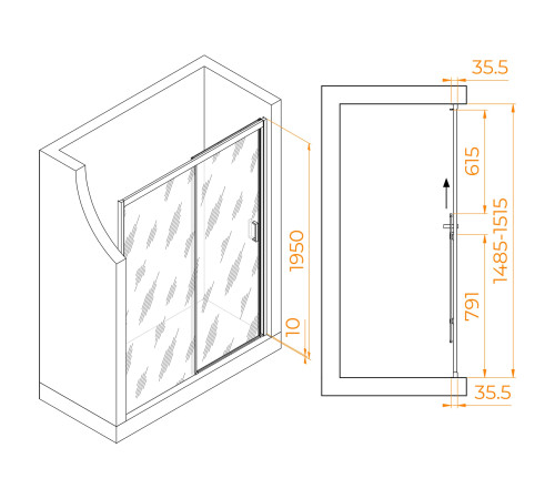Душевая дверь RGW Passage PA-017 1500 мм матовое стекло хром 350801715-21