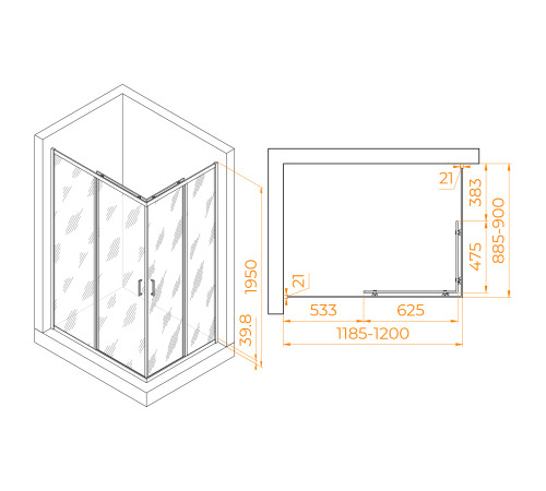 Душевой уголок RGW Passage PA-040 900x1200 мм 3508104092-11