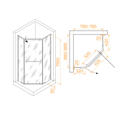 Душевой уголок RGW Passage PA-091 800x900 мм хром 35089189-11