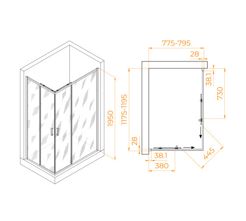 Душевой уголок RGW Passage PA-246B 800x1200 мм черный 030824682-14