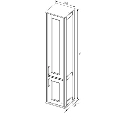 Шкаф-пенал Aquanet Бостон М 36 белый матовый ручки золото 00242219