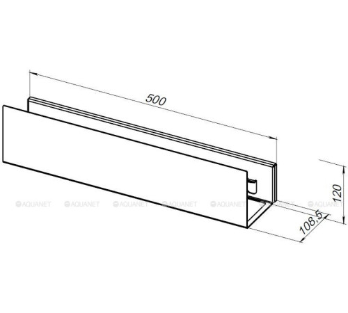 Полка Aquanet Магнум 500х120х100 мм с крючками черный матовый 00274189