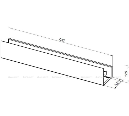 Полка Aquanet Магнум 700х120х100 мм с крючками черный матовый 00302221