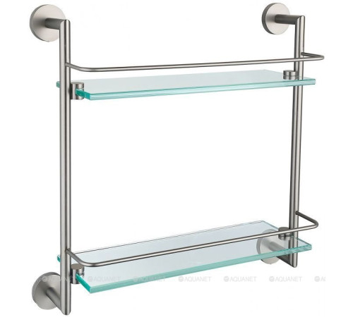 Полка стеклянная двойная Allen Brau Priority 418х408х138 мм брашированный никель 6.31015-BN