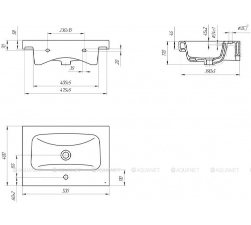 Раковина-столешница Cersanit Moduo 50 S-UM-MOD50/1 50 см S-UM-MOD50/1