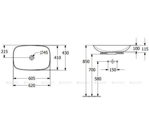 Раковина накладная Villeroy & Boch Loop & Friends 620 мм 4A500001