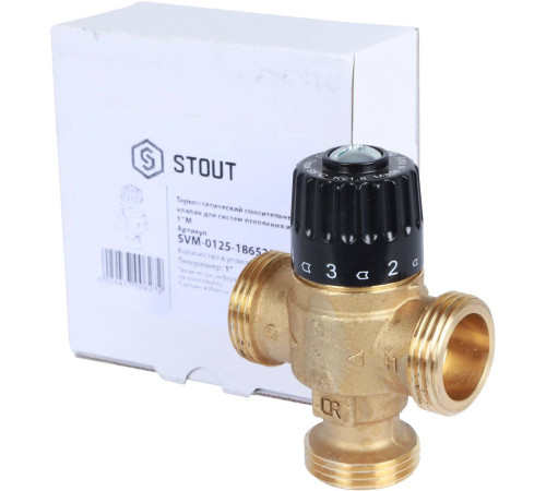 Термостатический смесительный клапан STOUT 1 НР 30-65 °C Kvs 1.8 SVM-0125-186525