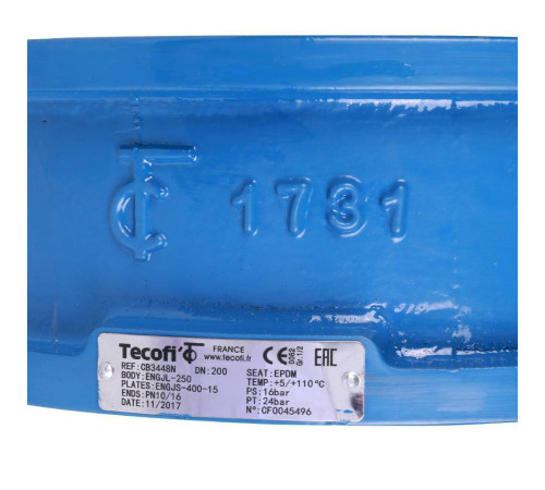Клапан обратный Tecofi CB3448 Ду 200 Ру 16 двухстворчатый межфланцевый чугунный CB3448N-EP0200