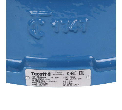 Клапан обратный двухстворчатый Tecofi CB3448N DN250 PN16 межфланцевый чугунный CB3448N-EP0250