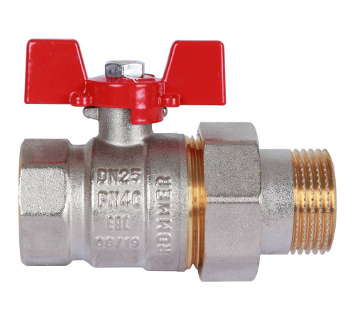 Кран шаровой ROMMER с американкой ВР/НР ручка бабочка 1 RBV-0005-0510225