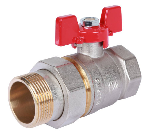 Кран шаровой ROMMER с американкой ВР/НР ручка бабочка 1 1/4 RBV-0005-0510232