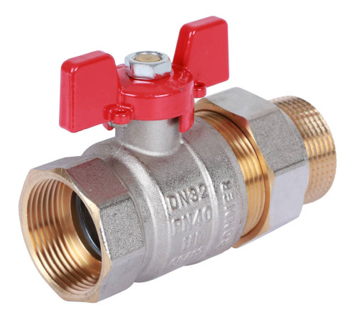 Кран шаровой ROMMER с американкой ВР/НР ручка бабочка 1 1/4 RBV-0005-0510232