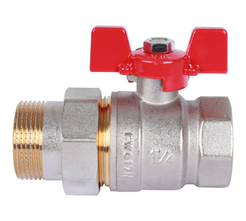 Кран шаровой ROMMER с американкой ВР/НР ручка бабочка 1 1/4 RBV-0005-0510232