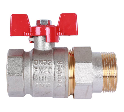 Кран шаровой ROMMER с американкой ВР/НР ручка бабочка 1 1/4 RBV-0005-0510232