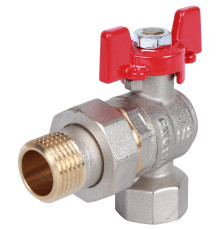 Кран шаровой ROMMER угловой с американкой ВР/НР ручка бабочка 1/2 RBV-0006-0610215