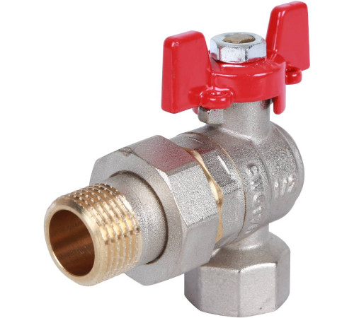Кран шаровой ROMMER угловой с американкой ВР/НР ручка бабочка 1/2 RBV-0006-0610215