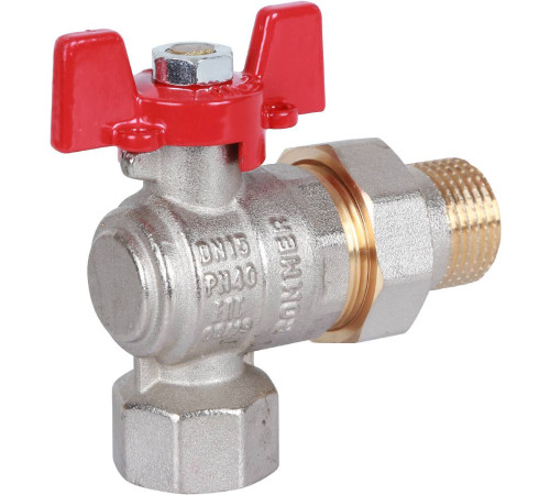 Кран шаровой ROMMER угловой с американкой ВР/НР ручка бабочка 1/2 RBV-0006-0610215
