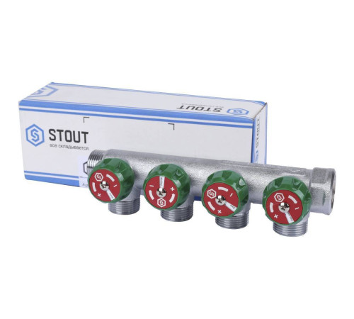 Коллектор регулирующий STOUT 3/4 4 отвода 3/4 EK SMB-6850-343404