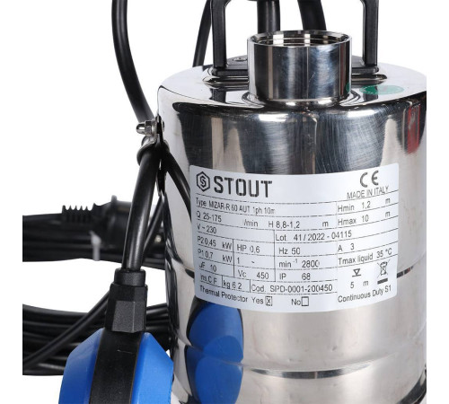 Насос дренажный STOUT с поплавком SPD-0001-200450