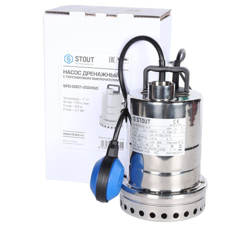 Насос дренажный STOUT с поплавком SPD-0001-200450