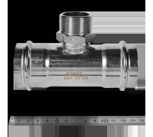 Тройник-переходник пресс-НР ROMMER 54x1 1/4 нержавеющая сталь RSS-0016-054114