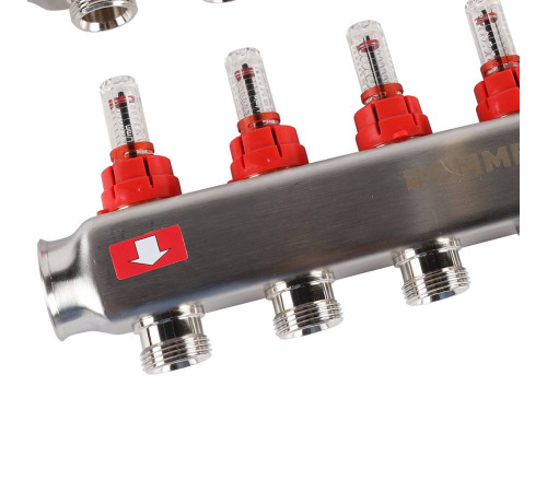 Коллекторная группа из нержавеющей стали с расходомерами ROMMER 6 выходов RMS-1200-000006