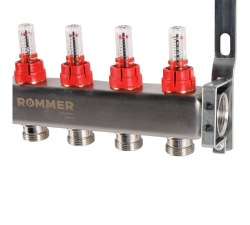Коллекторная группа из нержавеющей стали с расходомерами ROMMER 6 выходов RMS-1200-000006
