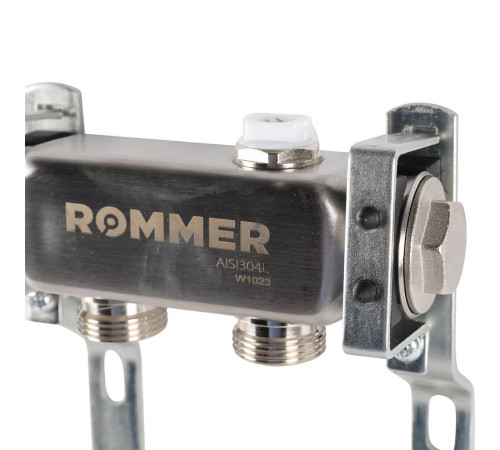 Коллектор из нержавеющей стали ROMMER для радиаторной разводки 2 выхода RMS-4401-000002