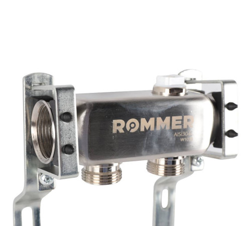 Коллектор из нержавеющей стали ROMMER для радиаторной разводки 2 выхода RMS-4401-000002