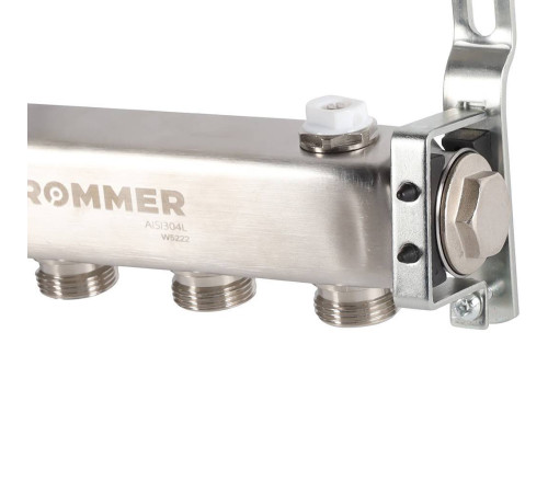 Коллектор из нержавеющей стали ROMMER для радиаторной разводки 4 выхода RMS-4401-000004