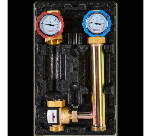 Насосная группа ROMMER RDG-1002 с термостатическим смесителем 35-60 °C без насоса левая RDG-1002-012501