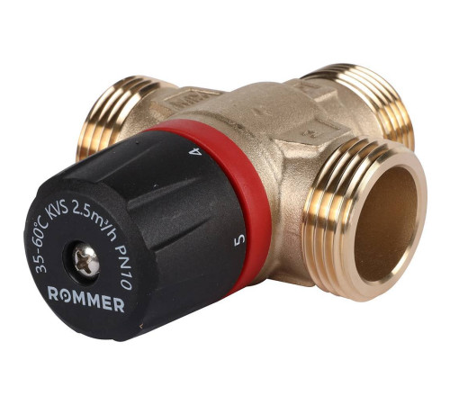 Клапан термостатический смесительный ROMMER 1 НР 35-60 °С Kvs 2.5 боковое смешивание RVM-0232-256025