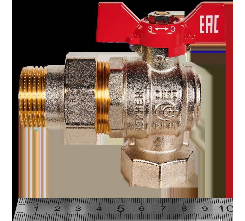 Кран шаровой угловой с американкой ROMMER 1 ВР/НР ручка-бабочка RBV-0006-2610225