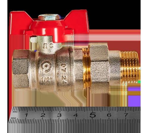 Кран шаровой с американкой ROMMER 1/2 ВР/НР ручка бабочка RBV-0005-2510215