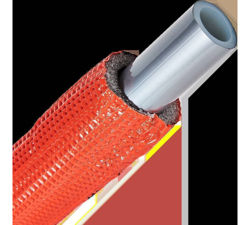 Труба из сшитого полиэтилена STOUT PEX-a 20x2.8 мм в красной теплоизоляции бухта 100 м SPI-0003-002028