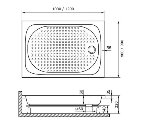 Душевой поддон RGW LUX/TN 900x1200 мм акриловый 16180292-21