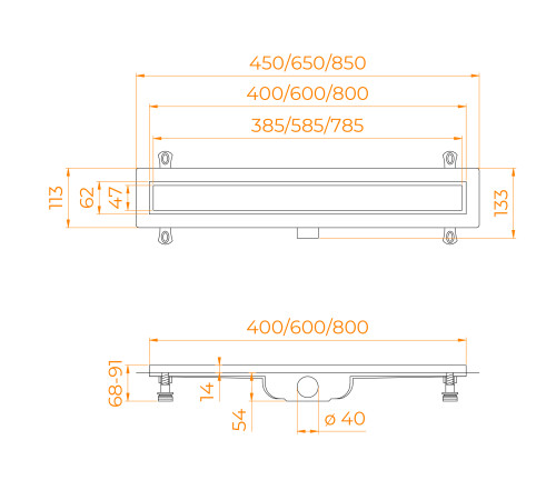Душевой лоток RGW Drain Leo-11 400 мм 60211140-01