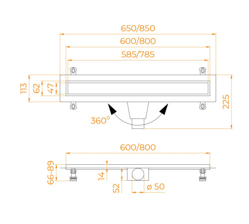 Душевой лоток RGW Drain Leo-21 600 мм 60212160-01