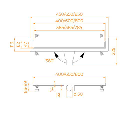 Душевой лоток RGW Drain Leo-31 400 мм черный 60213140-04