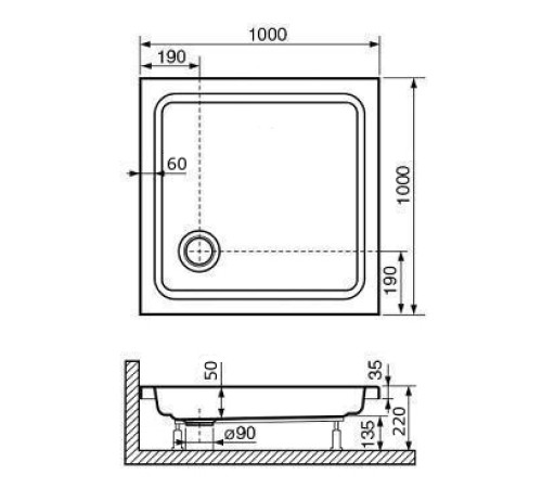 Душевой поддон RGW STYLE 1000x1000 мм 16180100-11
