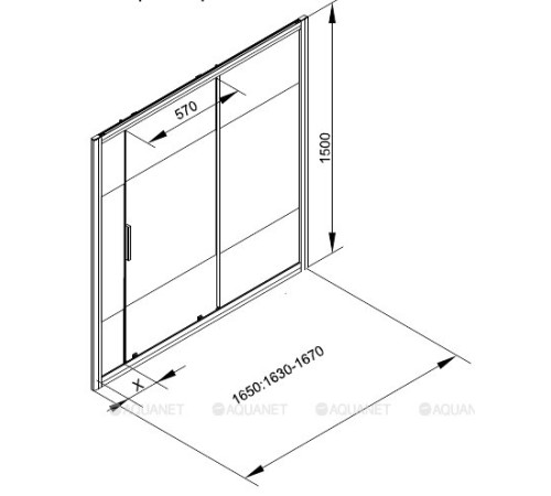 Шторка для ванны Aquanet Practic 1650 мм хром стекло полоска 6 мм AE10-B-165H150U-CP