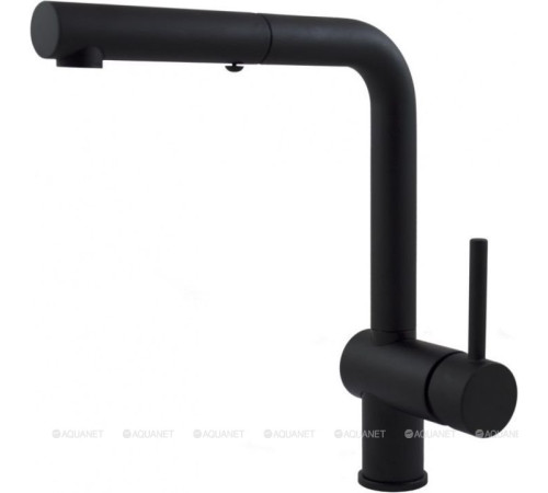 Смеситель для кухни Paffoni Light с поворотным изливом и выдвижным душем черный матовый LIG285NO-MET