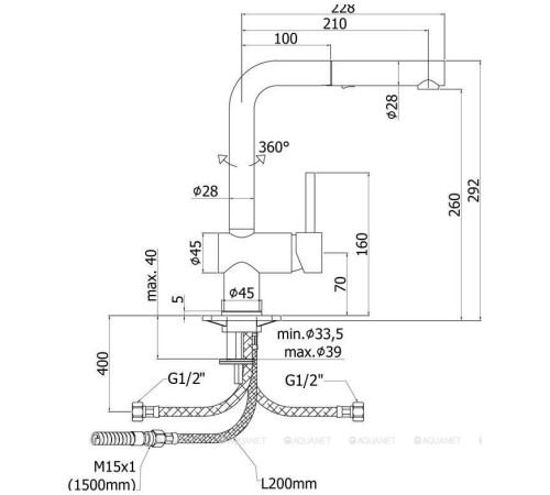 Смеситель для кухни Paffoni Light с поворотным изливом и выдвижным душем черный матовый LIG285NO-MET