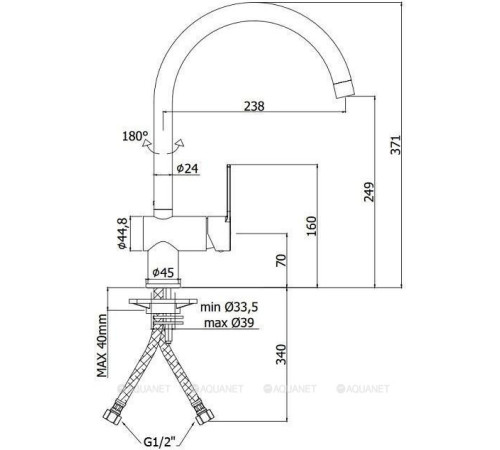 Смеситель для кухни Paffoni RINGO metal с поворотным изливом черный матовый RIN180NO