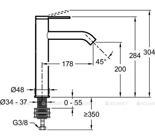 Смеситель для раковины высокий Jacob Delafon Grands Boulevards без донного клапана матовое золото E77959-4AND-2MB