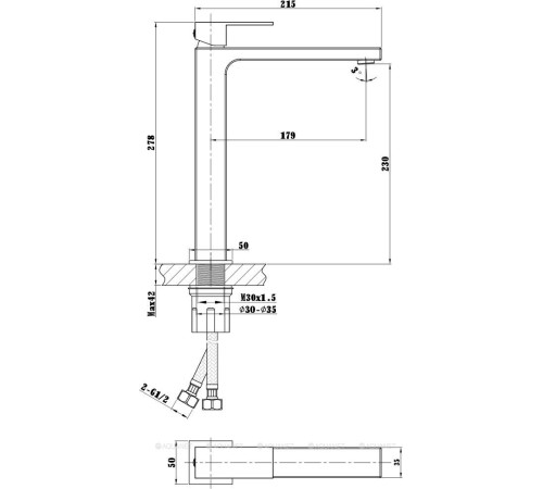 Смеситель для раковины Vincea Cube однорычажный вороненая сталь VBF-1C02GM