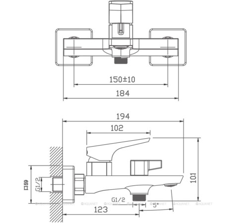 Смеситель для ванны Haiba оружейная сталь HB60726-3