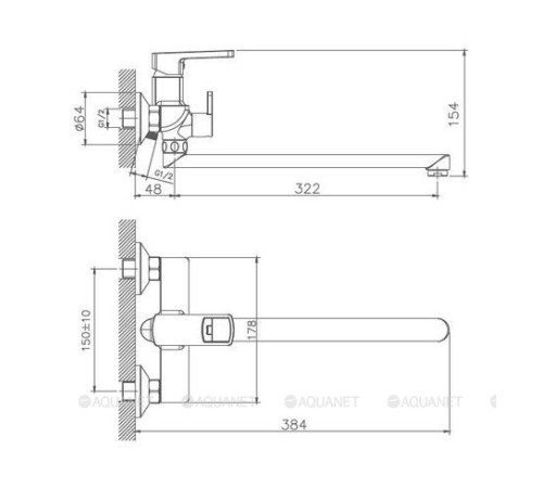 Смеситель для ванны с душем Haiba HB22176